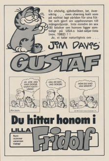 Reklam för serien Katten Gustaf som man kan läsa i Lilla Fridolf