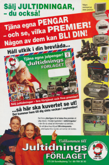 Reklam för Jultidningsförlaget och möjligheten att sälja dessa och tjäna lite pengar