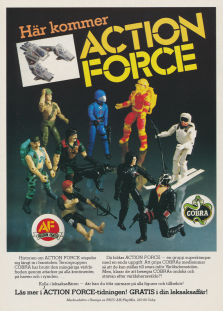 Reklam för leksaksfigurerna i serien Action Force