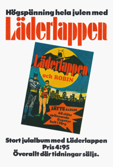 Reklam för seriealbumet Läderlappen och Robin