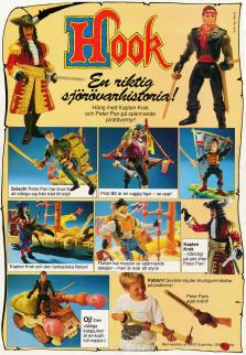 Reklam för dockor och leksaker baserat på succéfilmen Hook