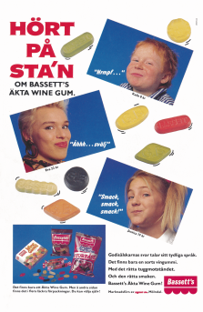 Reklam för godiset vingummi från Basset's