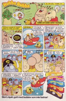 En serieannons som lyfter fram tuggummit Hubba Bubba
