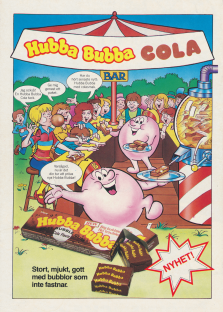 Reklam för den nya cola-smaken från Hubba Bubba