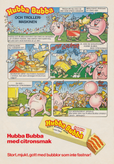 Seriereklam för Hubba Bubba med citronsmak