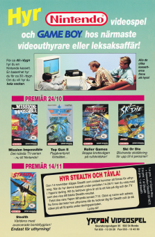 Reklam för Yapon Videospel som hyr ut Nintendo basenhet och Gameboy