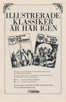 Reklam från Semic Press och deras utgivning av Illustrerade klassiker