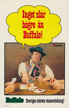 Reklam för serietidningen Buffalo där Rolv Wesenlund gör reklam för tidningen