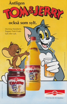 Reklam för sylt och saft med seriefigurerna Tom & Jerry pp