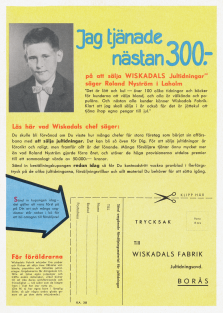 Reklam för Wiskadals fabrik som även ger ut jultidningar