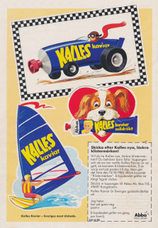 Reklam för Kalles Kaviar där man kan få gratis klistermärken om man skickar in en kupong