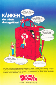 Reklam för ryggsäcken Kånken från Fjällräven i Östersund