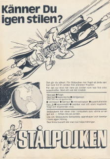 Reklam för serietidningen Stålpojken från Williams förlag