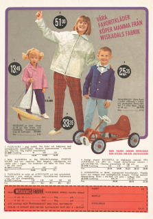 Annons för Wiskadals fabrik som sålde barnkläder på postorder