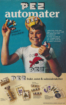 Reklam för PEZ-automater med Walt Disney-motiv