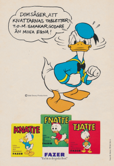 Reklam för tablettaskar från Fazer med Disney-motiv