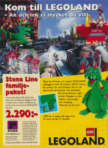 Reklam för Legoland i Danmark, samt Stena Line som du kan åka med för att komma dit