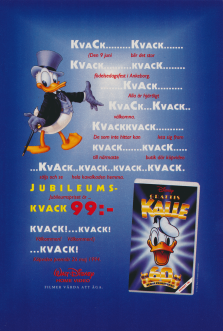 Kvackig reklam för Kalle Anka som firar 60 år med att släppa en köpfilm med kortfilmer på VHS