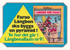 Reklam för nummer 9 i albumserien Långben Historiens mästare