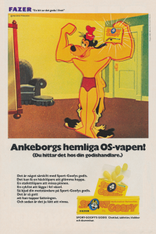 Reklam för godiset SportGoofy från Disney och Fazer