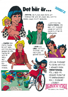 Reklam för serietidningen Katitzi, en helsvensk serietidning enligt annonsen