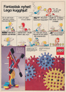 Reklam för byggsatser från LEGO som har kugghjul i sig