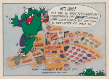 Reklam för klistermärken som luktar - luktisar. Bilden föreställer olika förpackningar med klistermärkena.