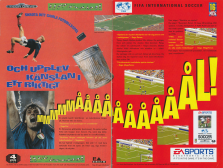 Dubbelsidig annons för spelet FIFA International Soccer från EA Sports