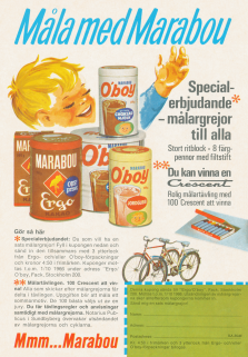 Reklam i tävlingsform för chokladdrycken O'boy från Marabou