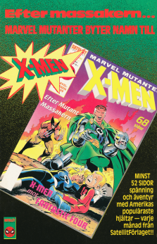 Internreklam för tidningen X-men från Satellitförlaget