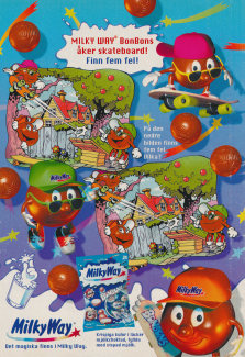 Reklam för godiset Milky Way Bonbons från mitten av 1990-talet