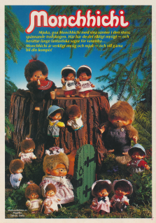 Reklam för Monchichi, ett slags troll som bor i trollskogen