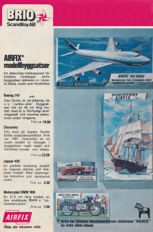 Reklam för fyra byggsatser från Airfix