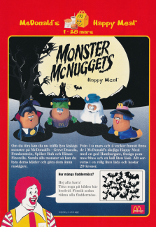Reklam för Happy Meal från McDonalds som visar upp Monster Mcnuggets
