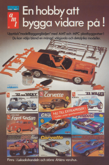 Reklam för byggsatser från AMT och MPC, som marknadsförs av Leksam