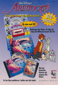 Reklam för musiksagan om Aristocats från Disney, nu även på CD