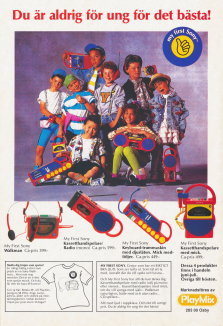 Reklam för produktlinjen My First Sony som marknadsförs av Playmix i Osby