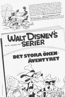 Reklam för tidningen Walt Disneys Serier och äventyret "Det stora ökenöventyret"