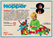 Reklam för produkter Nopper, små plastleksaker med en slags kardborre-mekanism som gör att man ska sätta ihop dem med varandra