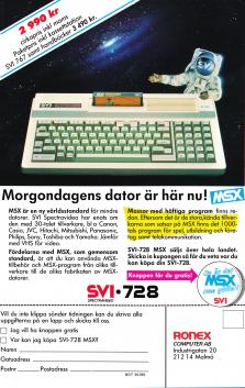 Reklam för den nya hemdatorn SVI-728 MSX