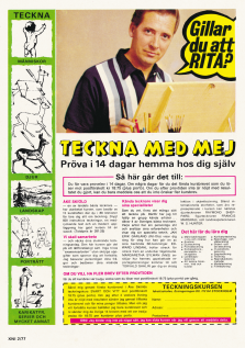 Annons för Teckningskursen av Åke Skiöld, denna gång med en grön detalj i annonsen som inte funnits där tidigare