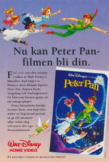Reklam från Walt Disney Home Video som erbjuder oss att köpa videofilmen Peter Pan under en begränsad tid