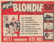 Internreklam i Lilla Fridolf för serietidningen Nya Blondie