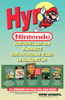 Reklam för uthyrning av Nintendo videospel från Yapon