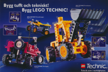 Reklam för tre nya byggsatsmodeller i serien Lego Technic