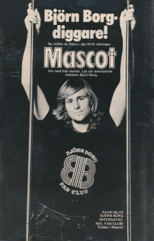 Reklam för nya tidningen Mascot med en bild på Björn Borg