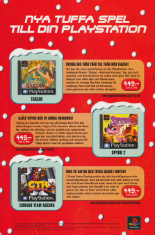 Reklam för tre spel till konsollen Playstation