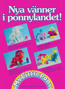 Reklam för fyra nya ponnys i serien My Little Pony från Hasbro