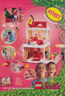 Reklam för dockhusetvarianten LEGO Scala av just LEGO