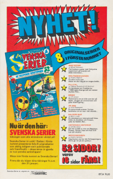 Reklam för den nya serietidningen Svenska Serier - med enbart svenska serier